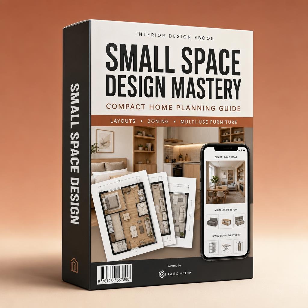 Small Space Design Mastery — interior design ebook mockup by GLEX MEDIA