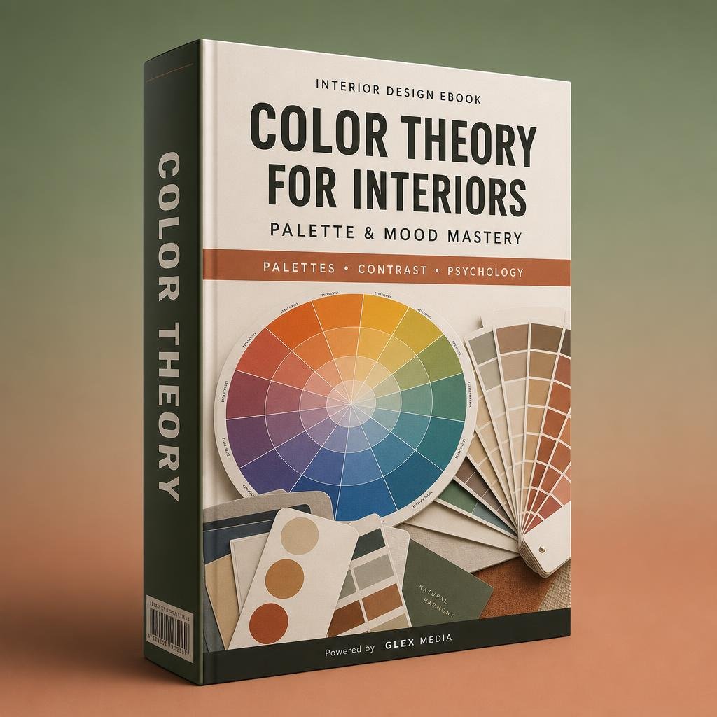 Color Theory for Interiors — interior design ebook mockup by GLEX MEDIA