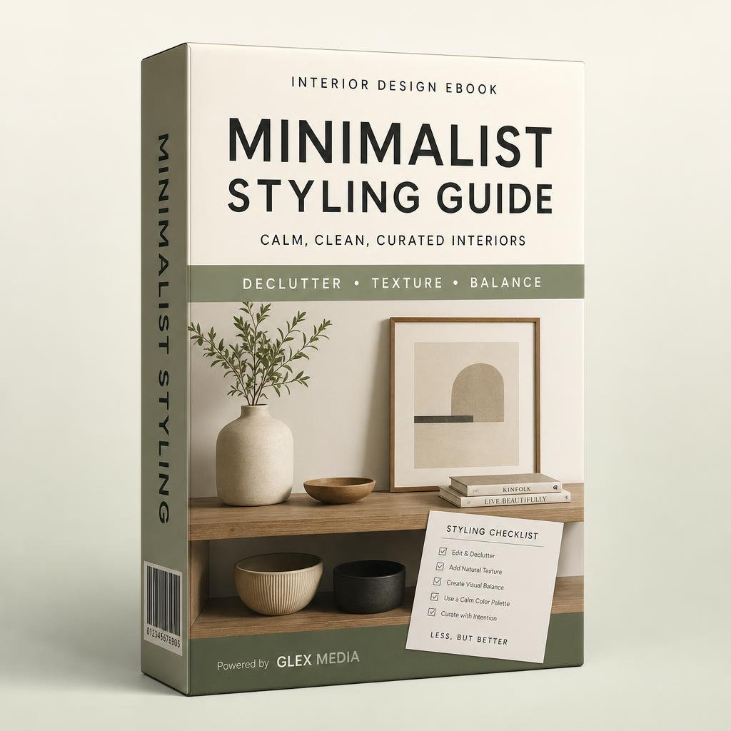Minimalist Styling Guide — interior design ebook mockup by GLEX MEDIA