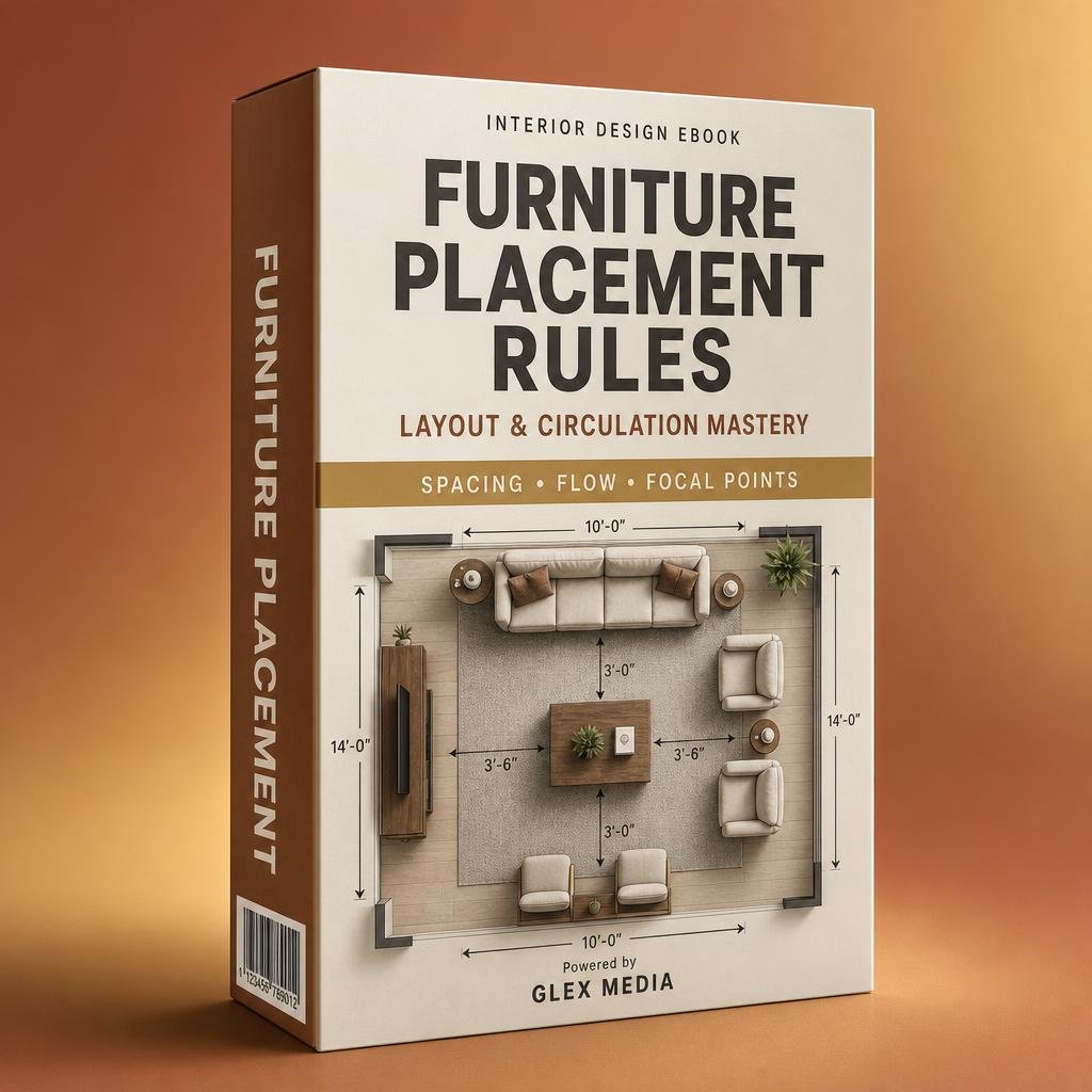 Furniture Placement Rules — interior design ebook mockup by GLEX MEDIA