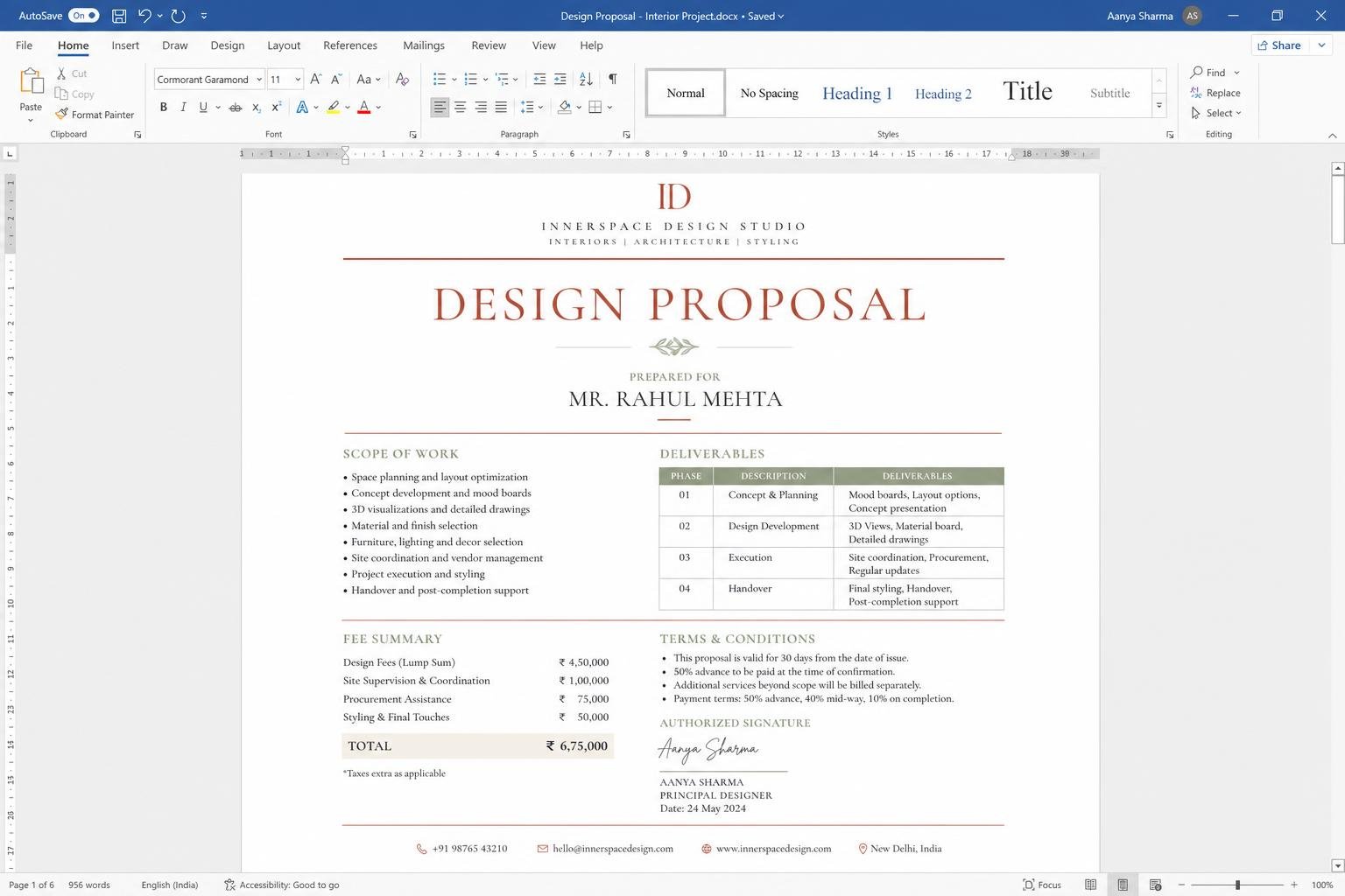 Design Proposal Master Template — interior design toolkit template preview